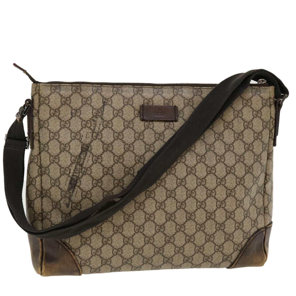 GUCCI GG Canvas Shoulder Bag PVC Leather Beige 110054 38039