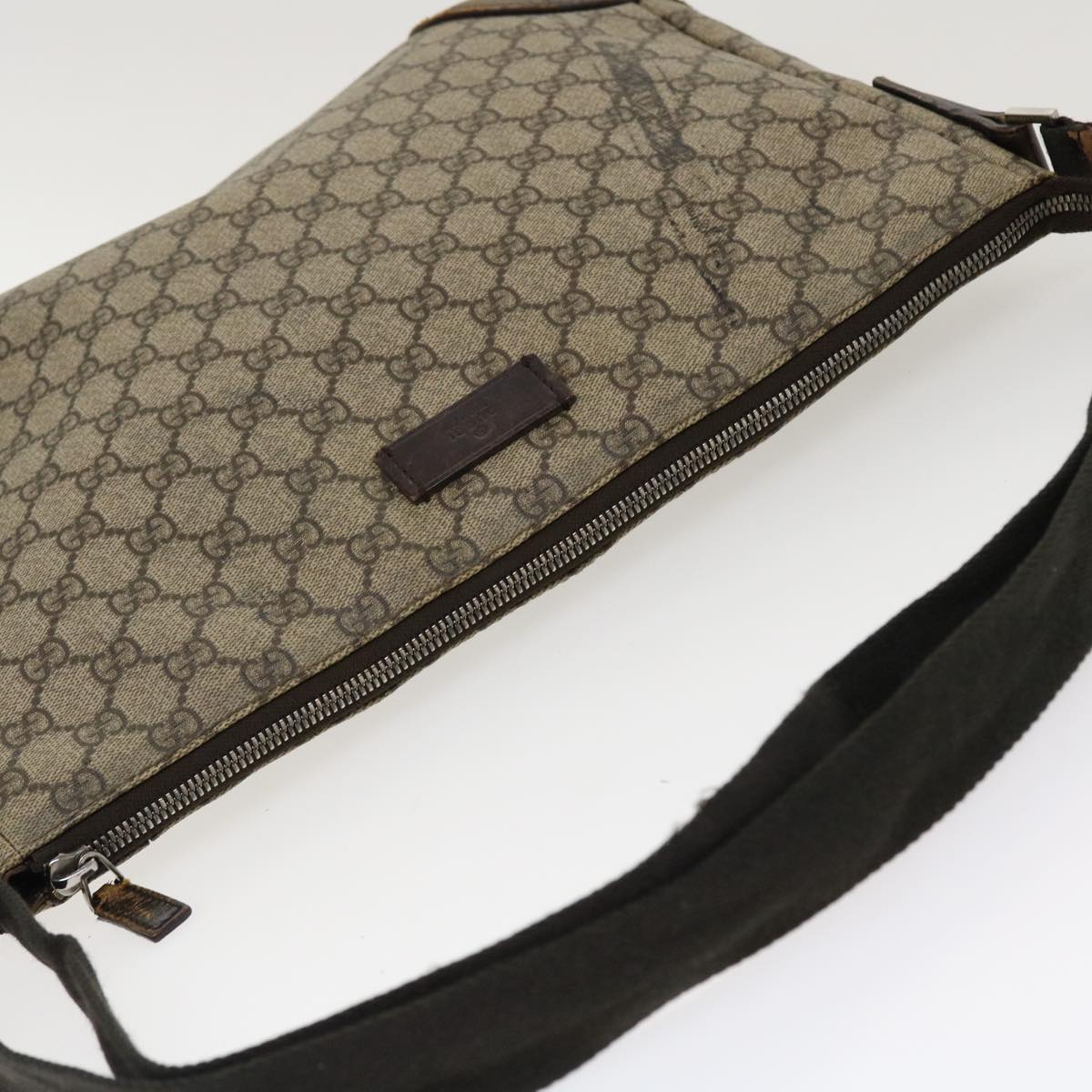 GUCCI GG Canvas Shoulder Bag PVC Leather Beige 110054 38039