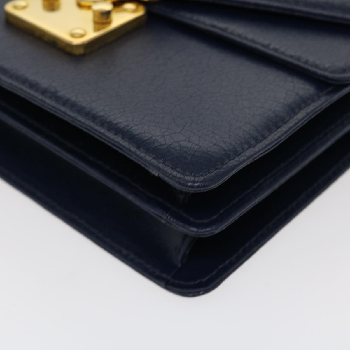 FENDI Hand Bag Leather 2way Navy 38043