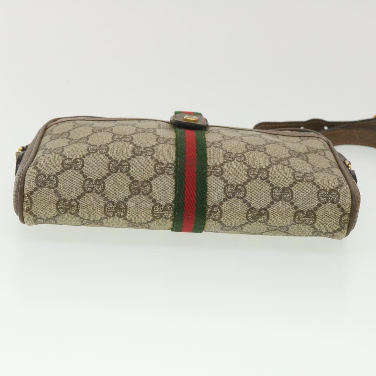 GUCCI GG Canvas Web Sherry Line Shoulder Bag Beige Red 89.02.055 38051