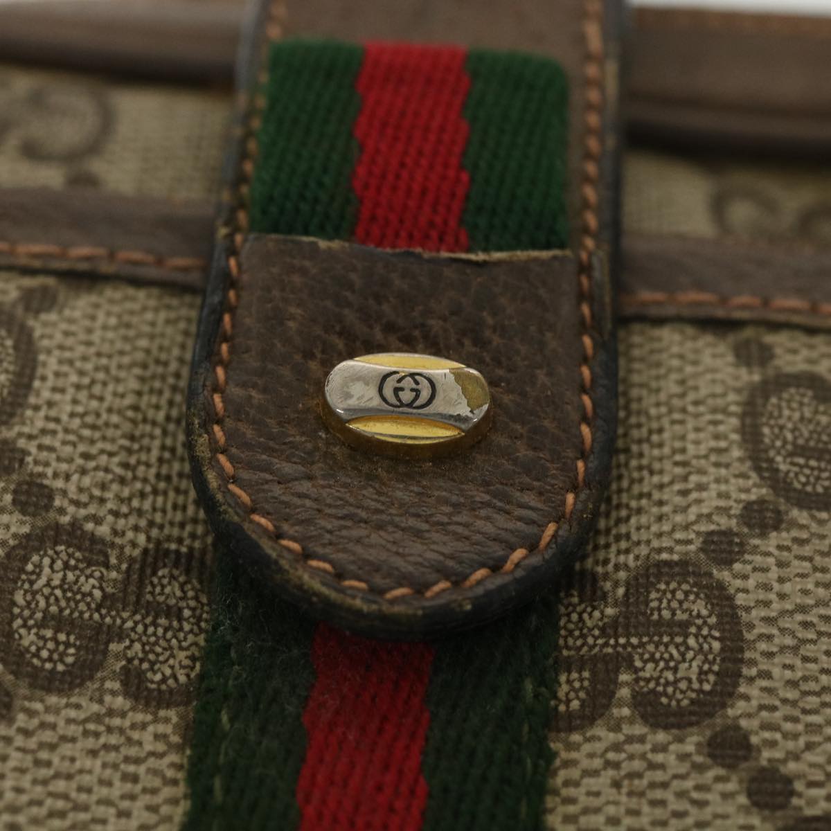 GUCCI GG Canvas Web Sherry Line Shoulder Bag Beige Red 89.02.055 38051