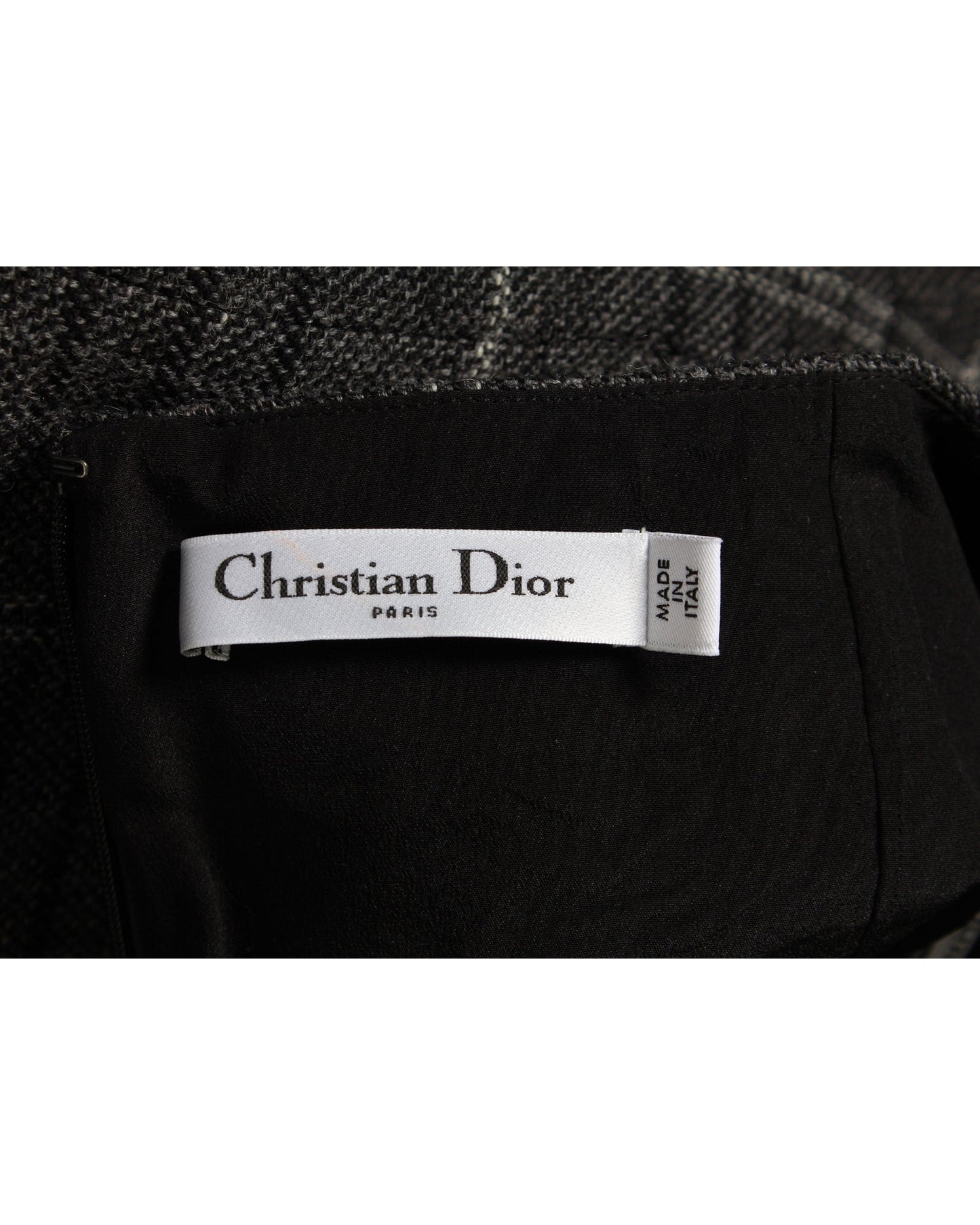 Dior Plaid Pencil Midi Skirt in Grey Wool