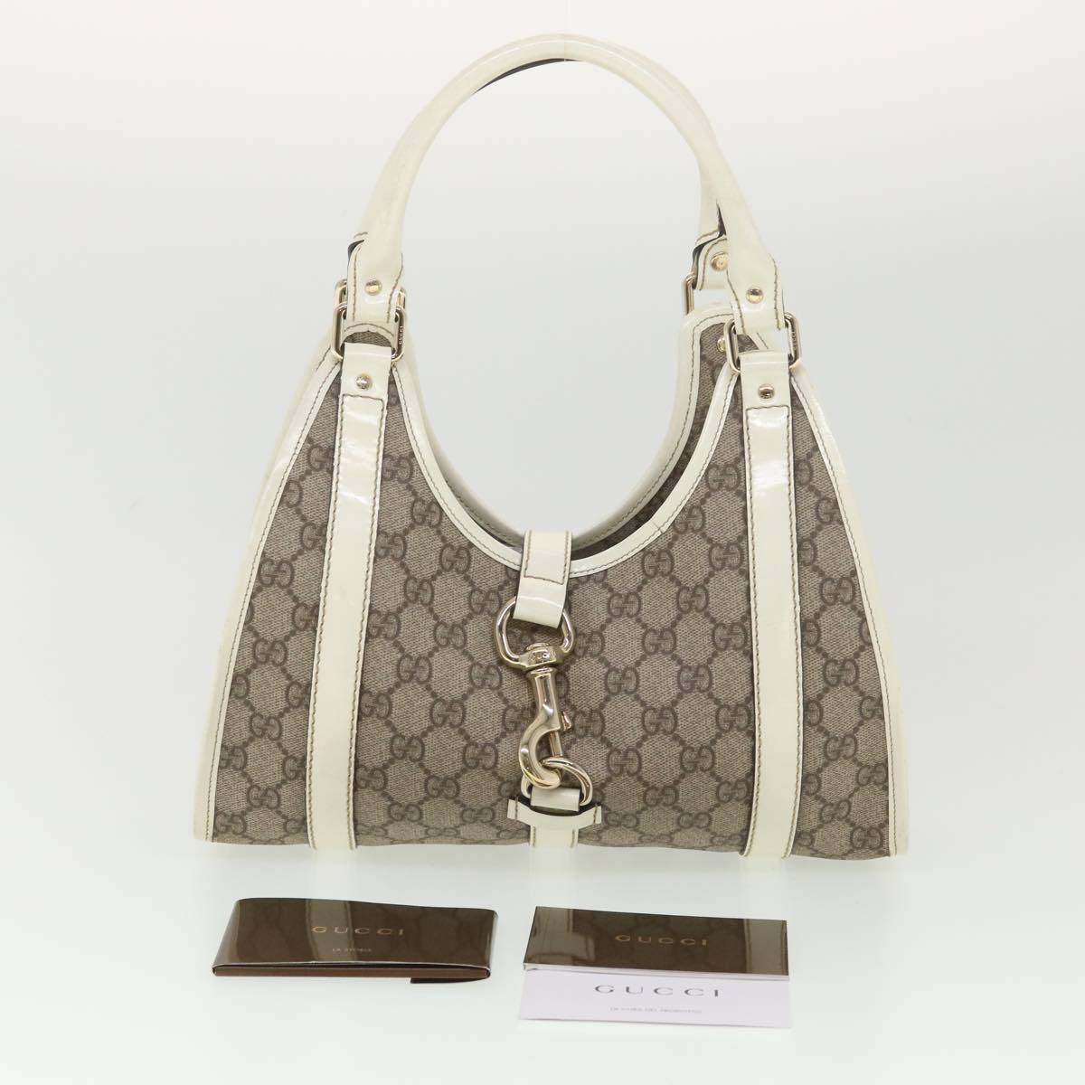 GUCCI GG Supreme Hand Bag PVC Leather Beige 203495 38280