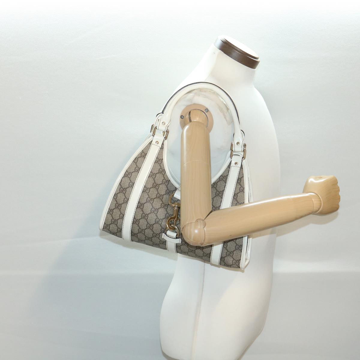 GUCCI GG Supreme Hand Bag PVC Leather Beige 203495 38280
