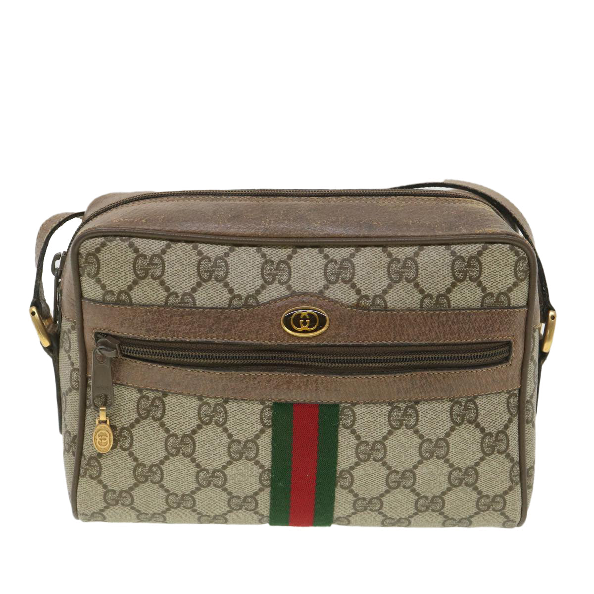 GUCCI GG Canvas Web Sherry Line Shoulder Bag Beige Red 98 02 004 38305