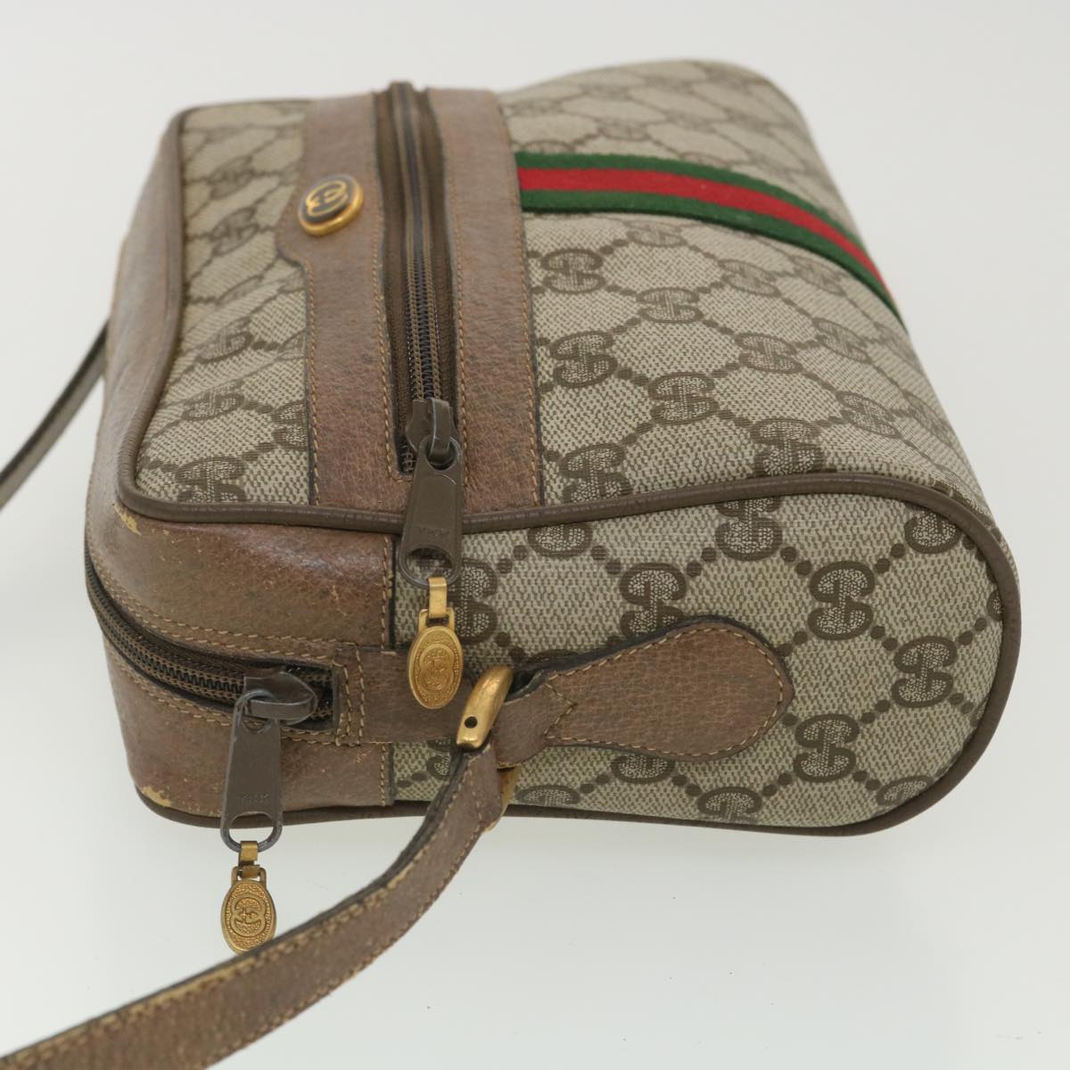 GUCCI GG Canvas Web Sherry Line Shoulder Bag Beige Red 98 02 004 38305