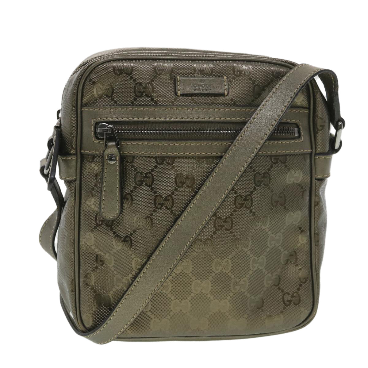 GUCCI GG implementation Shoulder Bag PVC Leather Khaki 233268 38378