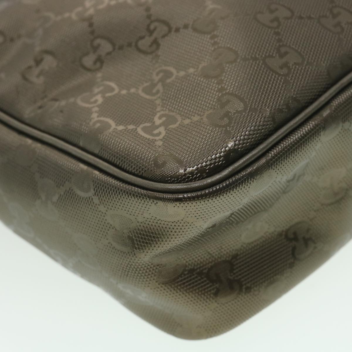 GUCCI GG implementation Shoulder Bag PVC Leather Khaki 233268 38378