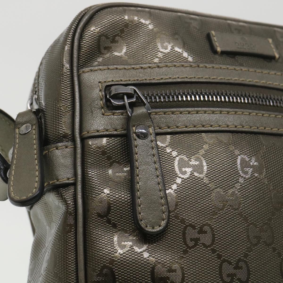 GUCCI GG implementation Shoulder Bag PVC Leather Khaki 233268 38378