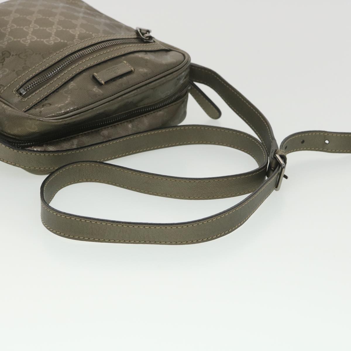 GUCCI GG implementation Shoulder Bag PVC Leather Khaki 233268 38378