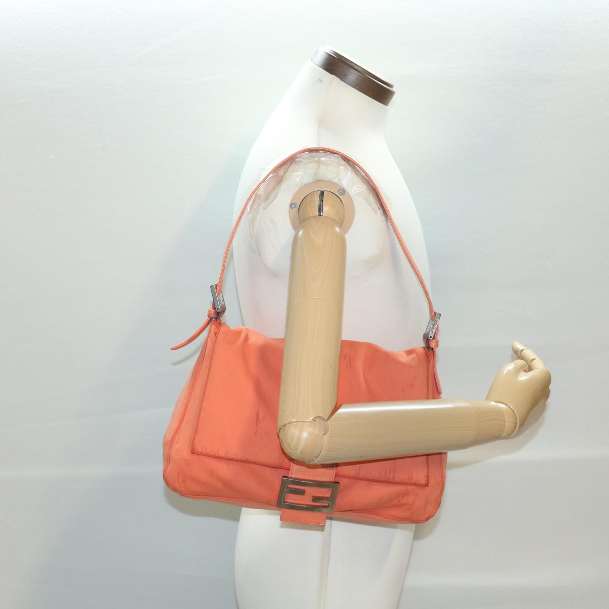 FENDI Mamma Baguette Shoulder Bag Nylon Orange 38480