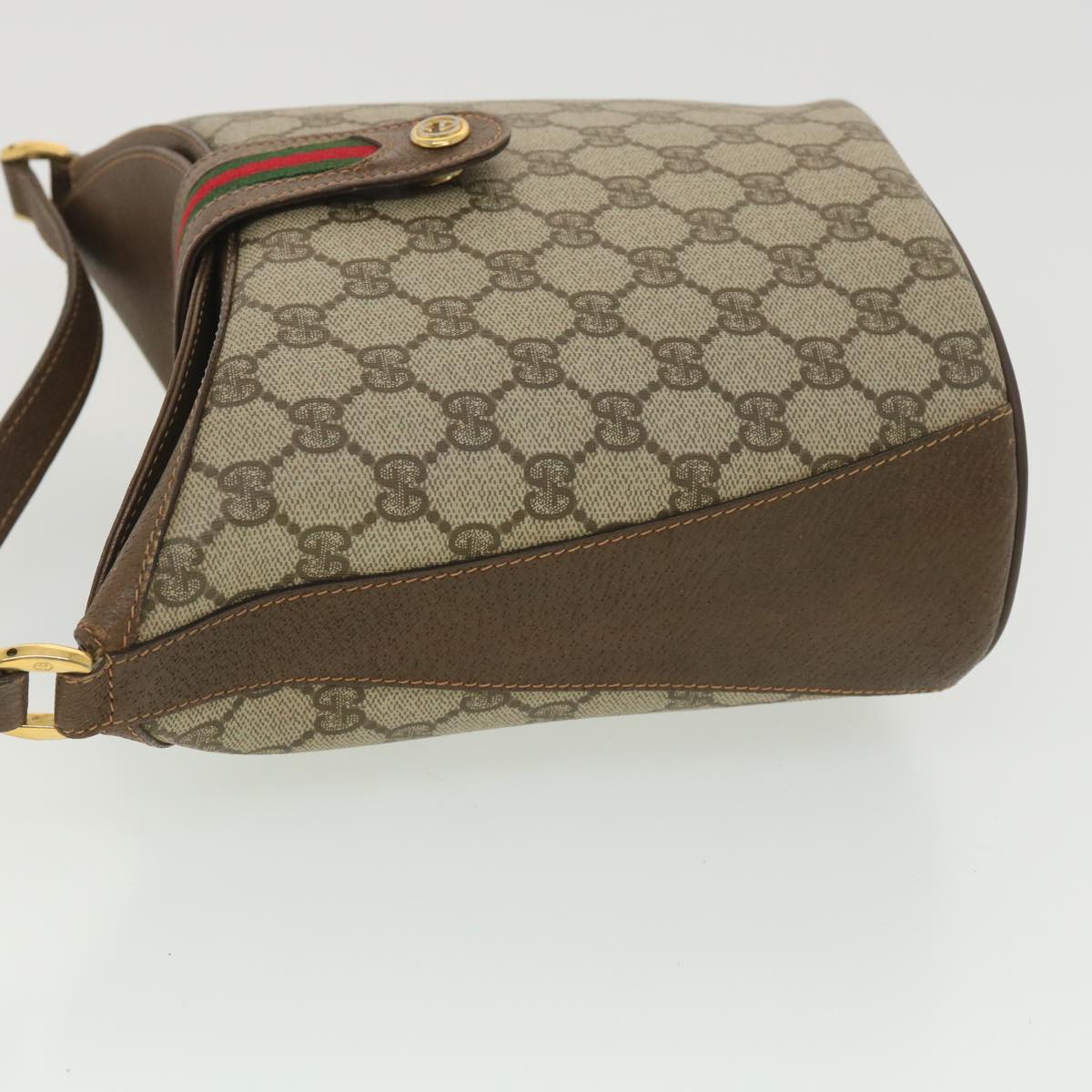 GUCCI GG Canvas Web Sherry Line Shoulder Bag Beige Red 40.02.081 38486