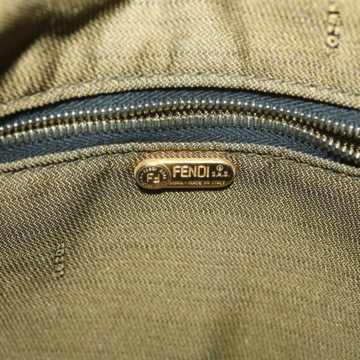 FENDI Zucca Canvas Hand Pouch Nylon Black Brown 38514