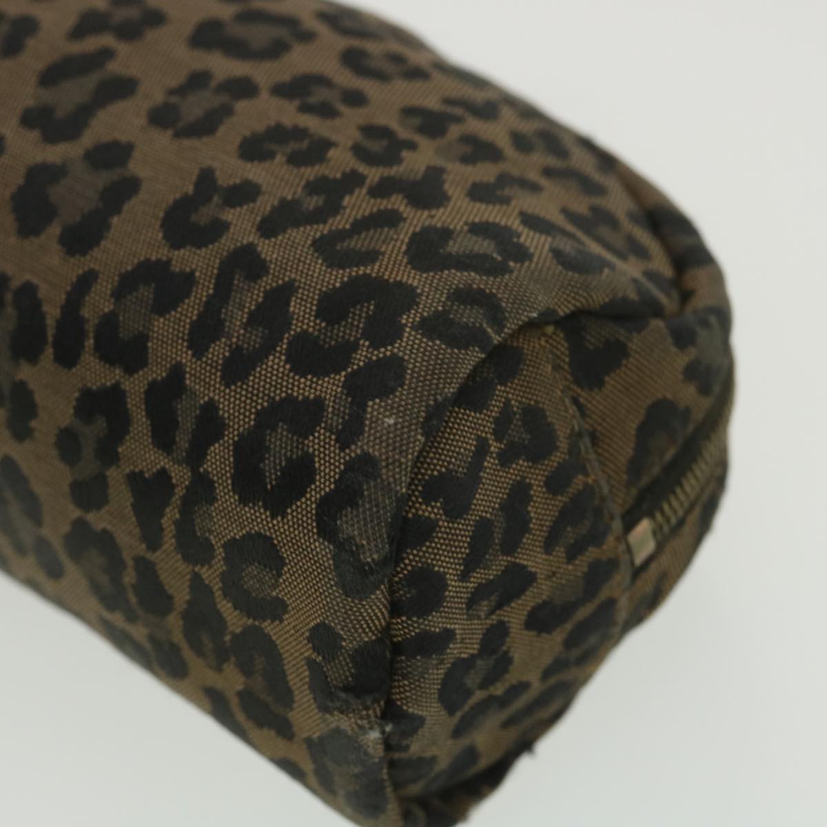 FENDI Leopard Pouch Canvas Black Brown 38641