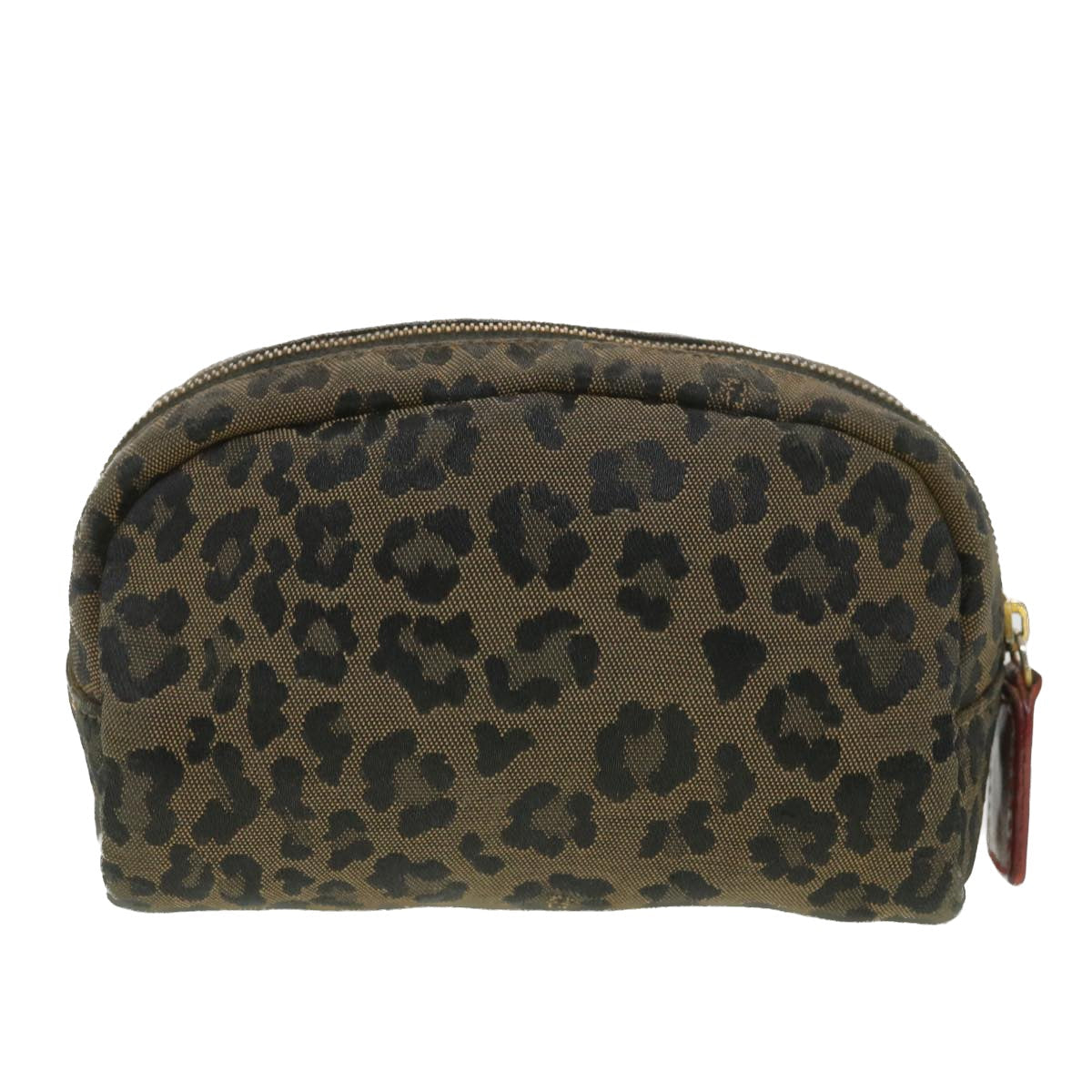 FENDI Leopard Pouch Canvas Black Brown 38641