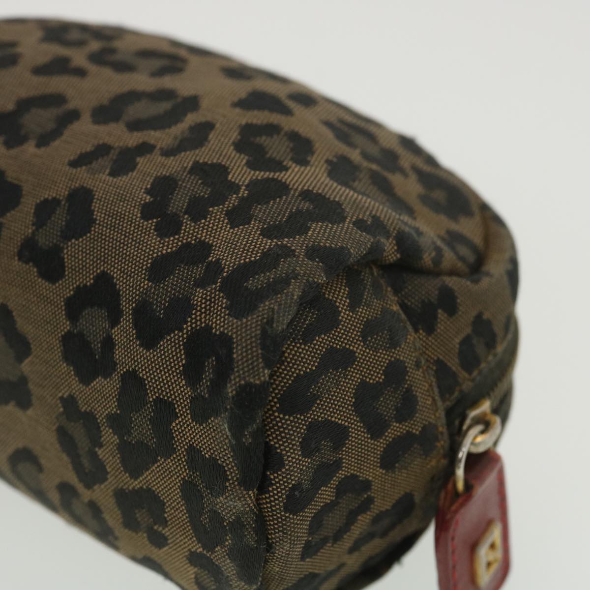 FENDI Leopard Pouch Canvas Black Brown 38641