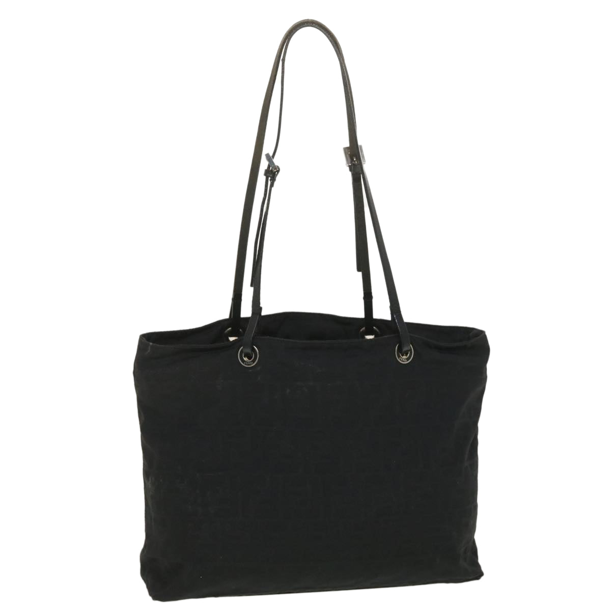 FENDI Zucca Canvas Shoulder Bag Black 38666