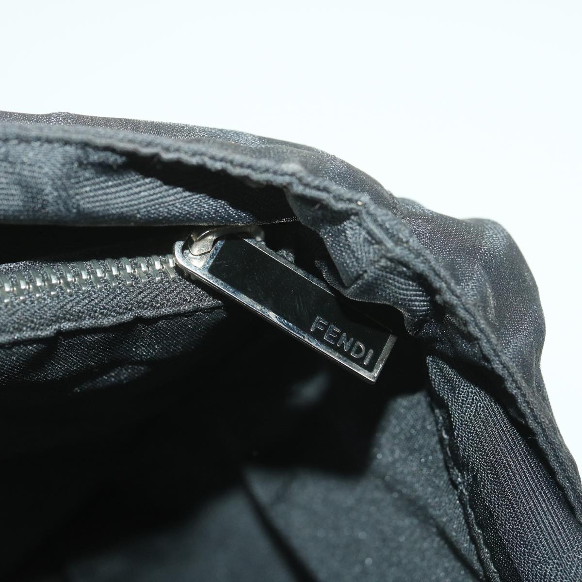 FENDI Zucca Canvas Shoulder Bag Black 38666