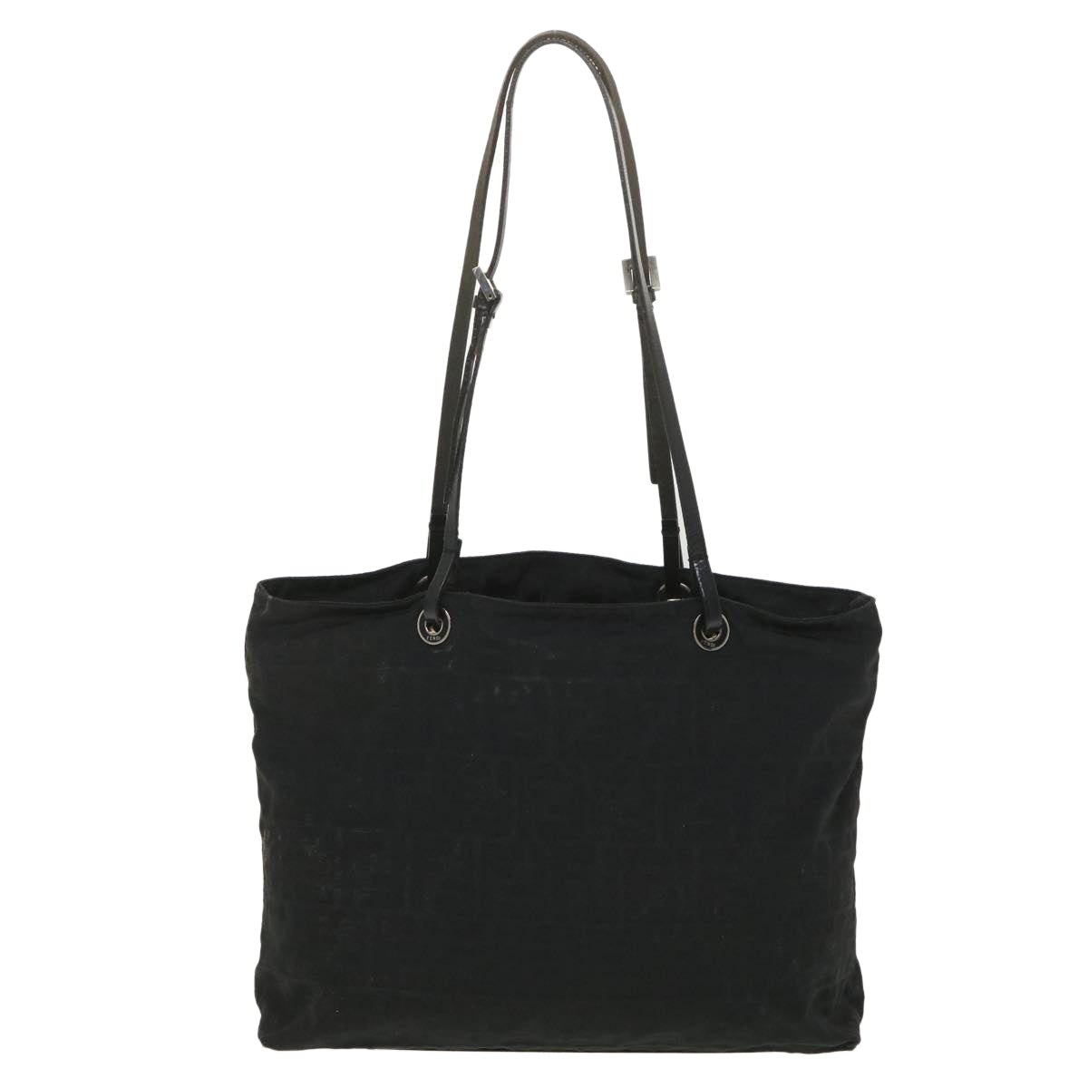 FENDI Zucca Canvas Shoulder Bag Black 38666