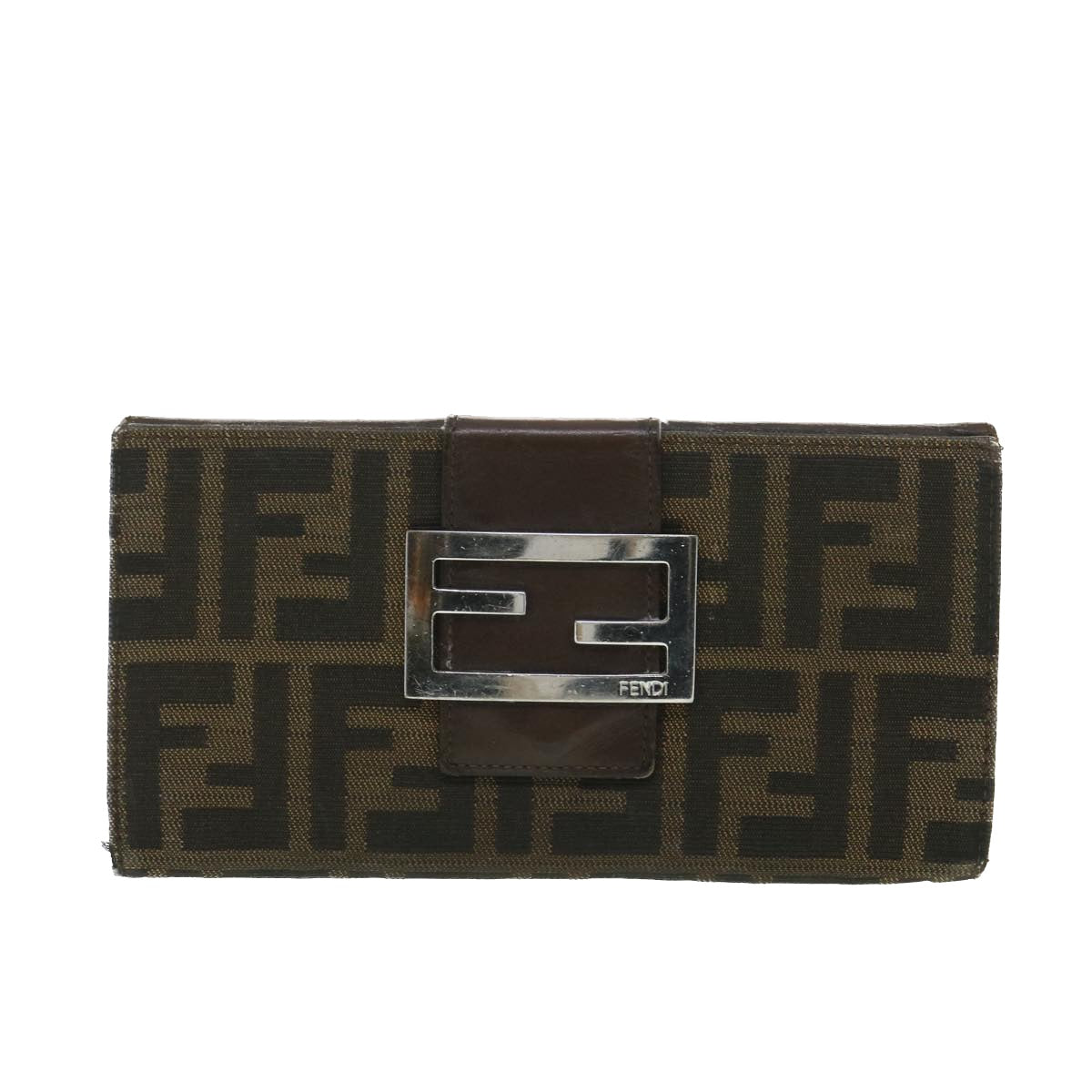FENDI Zucca Canvas Long Wallet Black Brown 2400-31133 018 38704