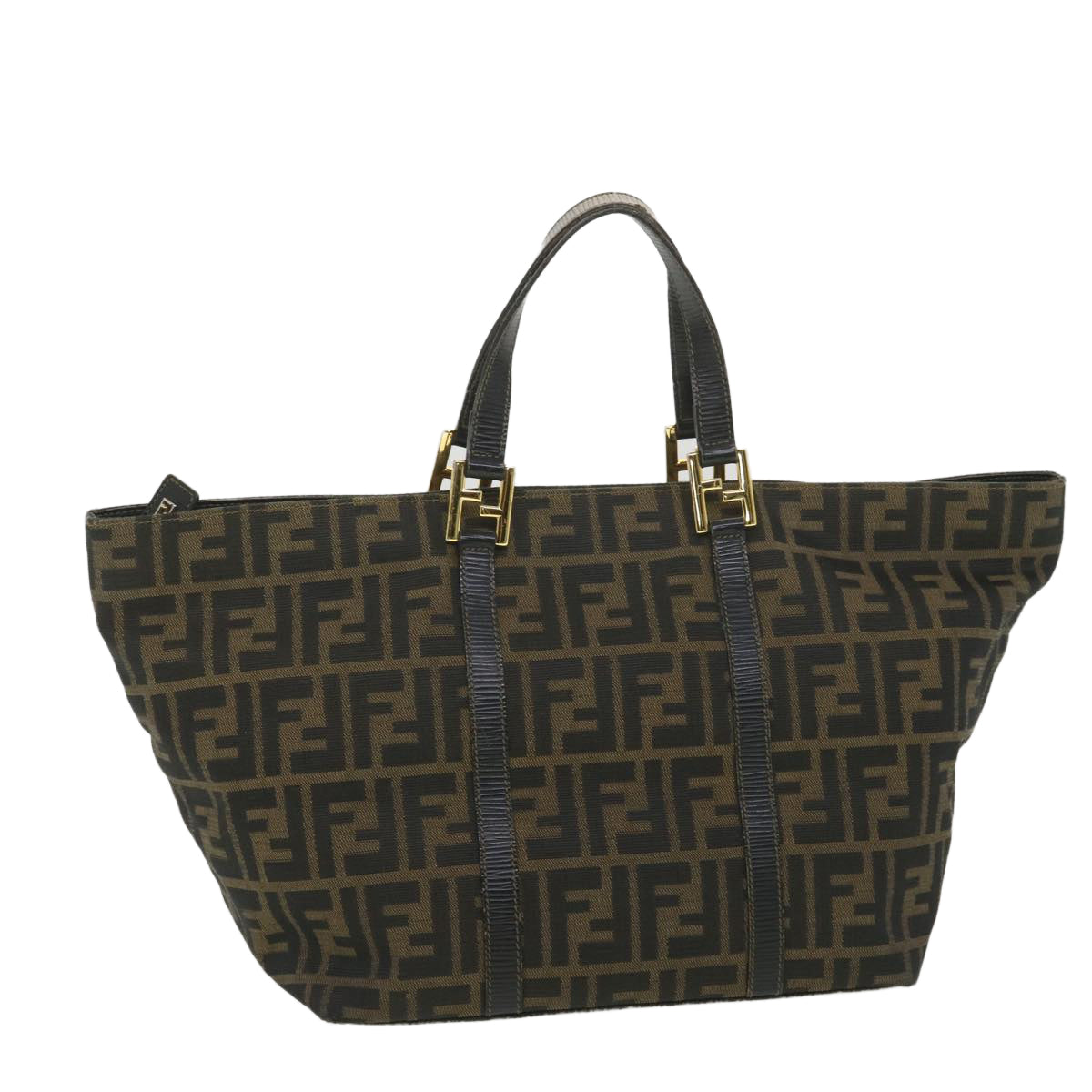 FENDI Zucca Canvas Hand Bag Black Brown 38724