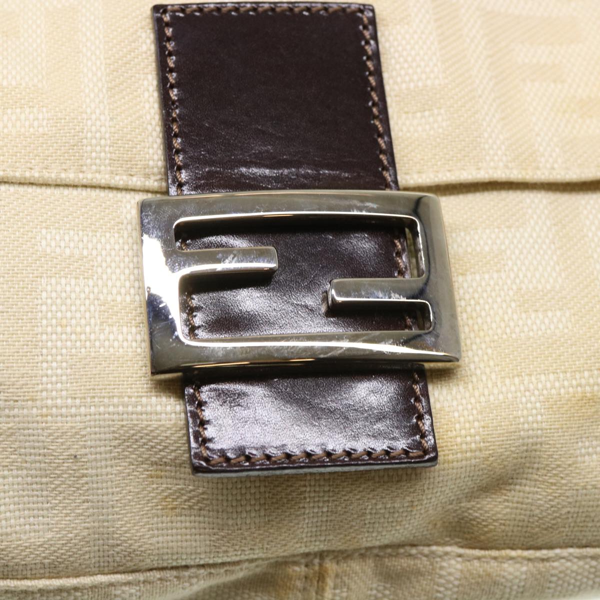 FENDI Zucca Canvas Mamma Baguette Shoulder Bag Cream 2119 26325 009 38788