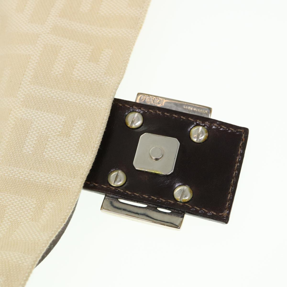 FENDI Zucca Canvas Mamma Baguette Shoulder Bag Cream 2119 26325 009 38788