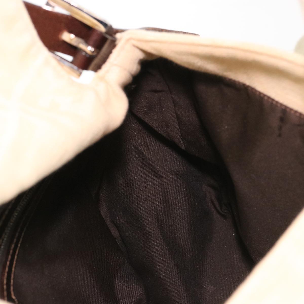 FENDI Zucca Canvas Mamma Baguette Shoulder Bag Cream 2119 26325 009 38788