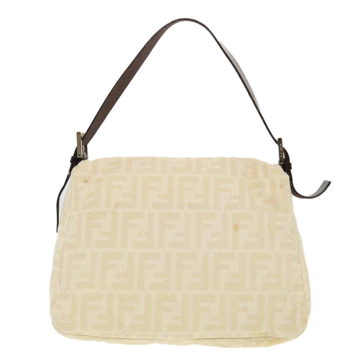 FENDI Zucca Canvas Mamma Baguette Shoulder Bag Cream 2119 26325 009 38788