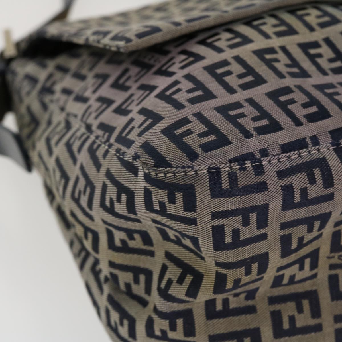 FENDI Zucchino Canvas Mamma Baguette Shoulder Bag Nylon Navy 26325 38903