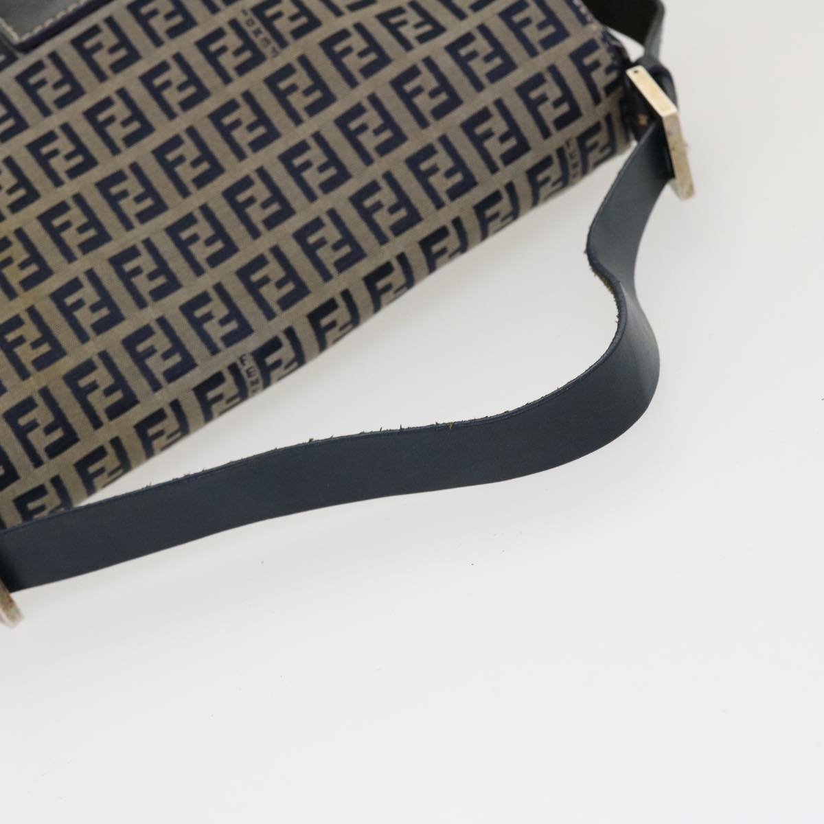FENDI Zucchino Canvas Mamma Baguette Shoulder Bag Nylon Navy 26325 38903