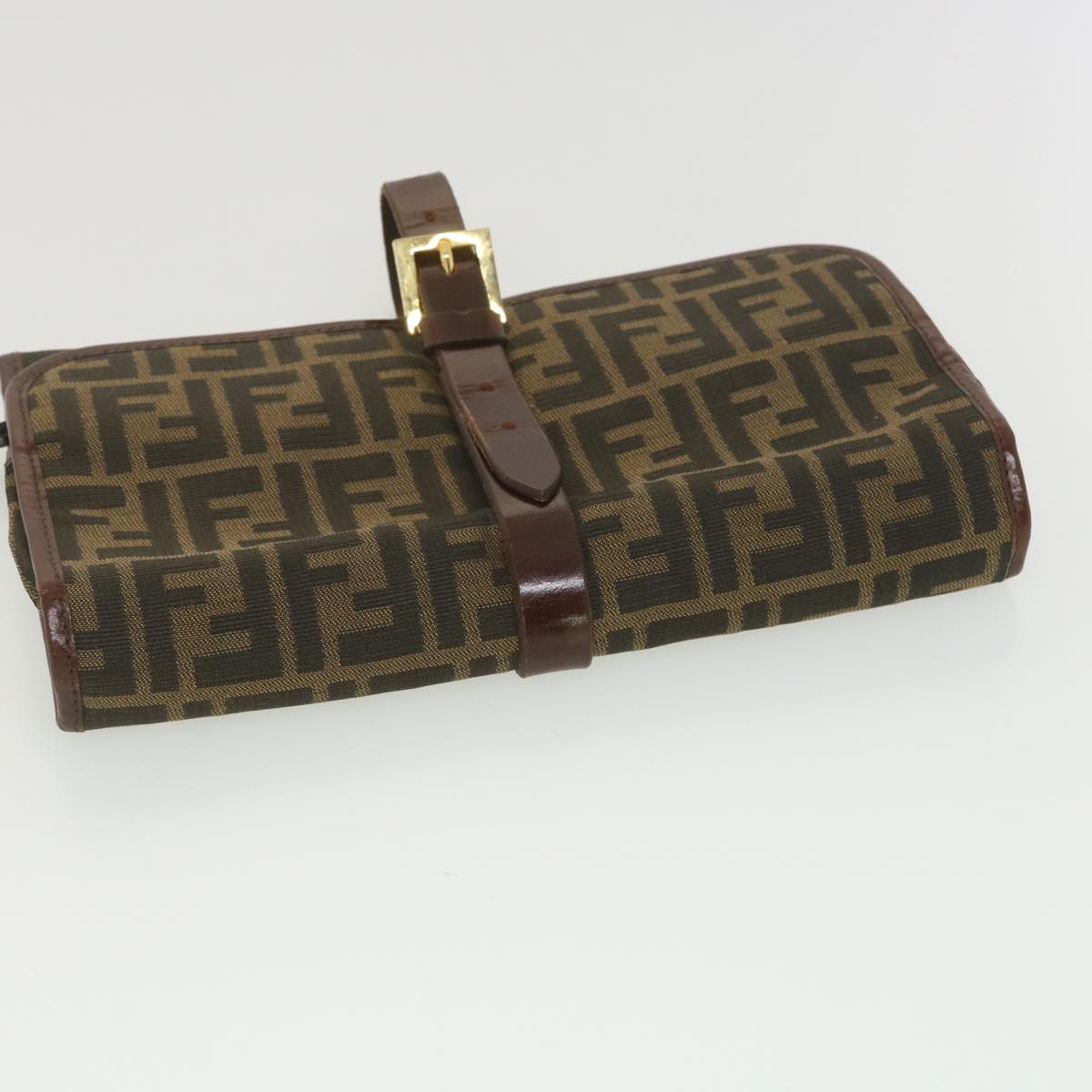 FENDI Zucca Canvas Clutch Bag Black Brown 38923