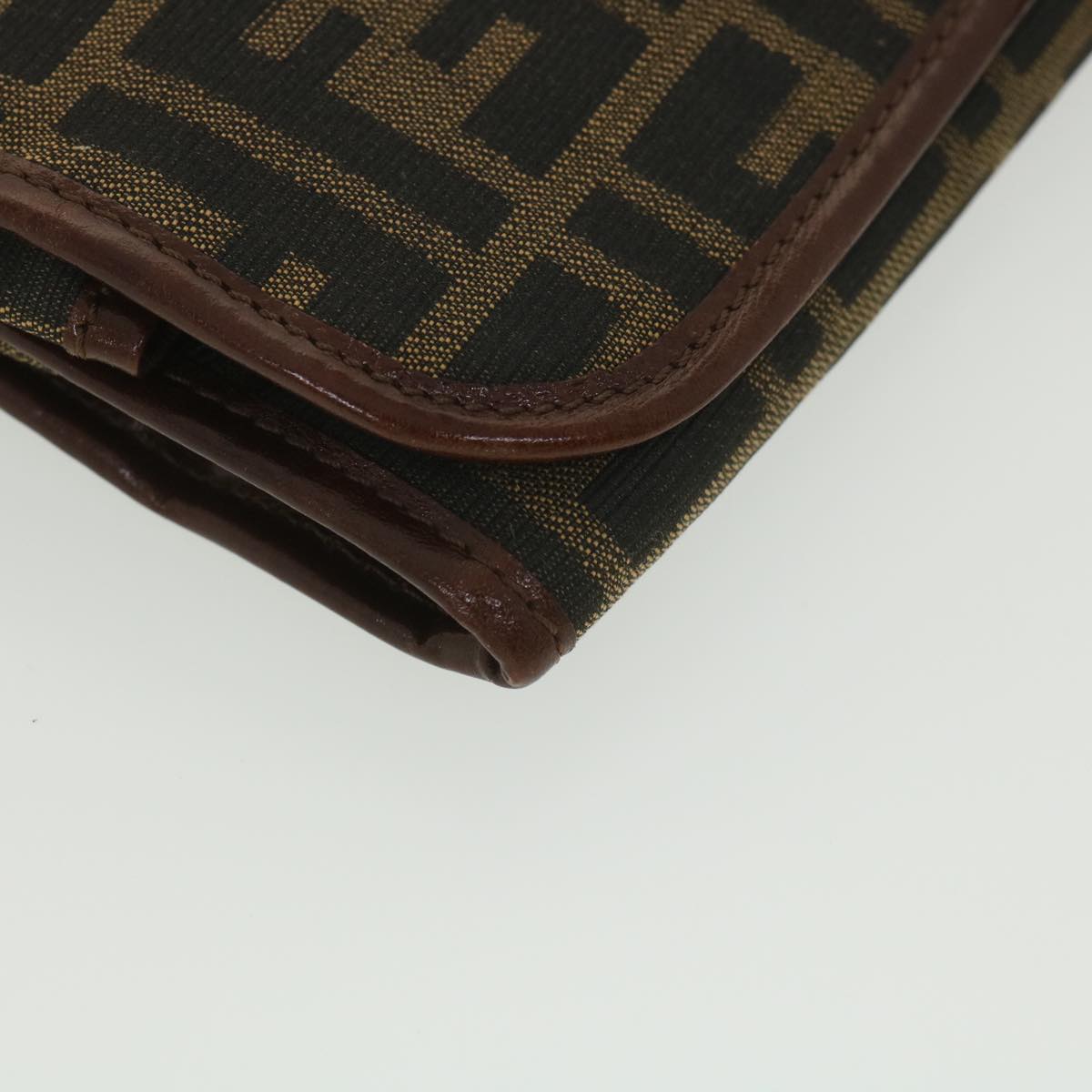 FENDI Zucca Canvas Clutch Bag Black Brown 38923