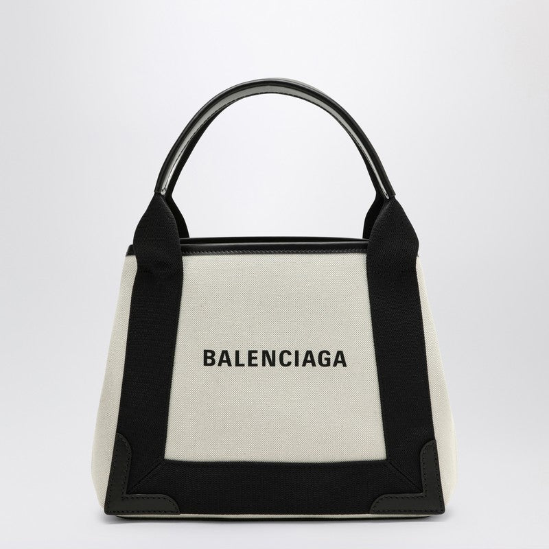 Balenciaga Navy Xs Beige/Black Canvas And Leather Cabas Bag Women