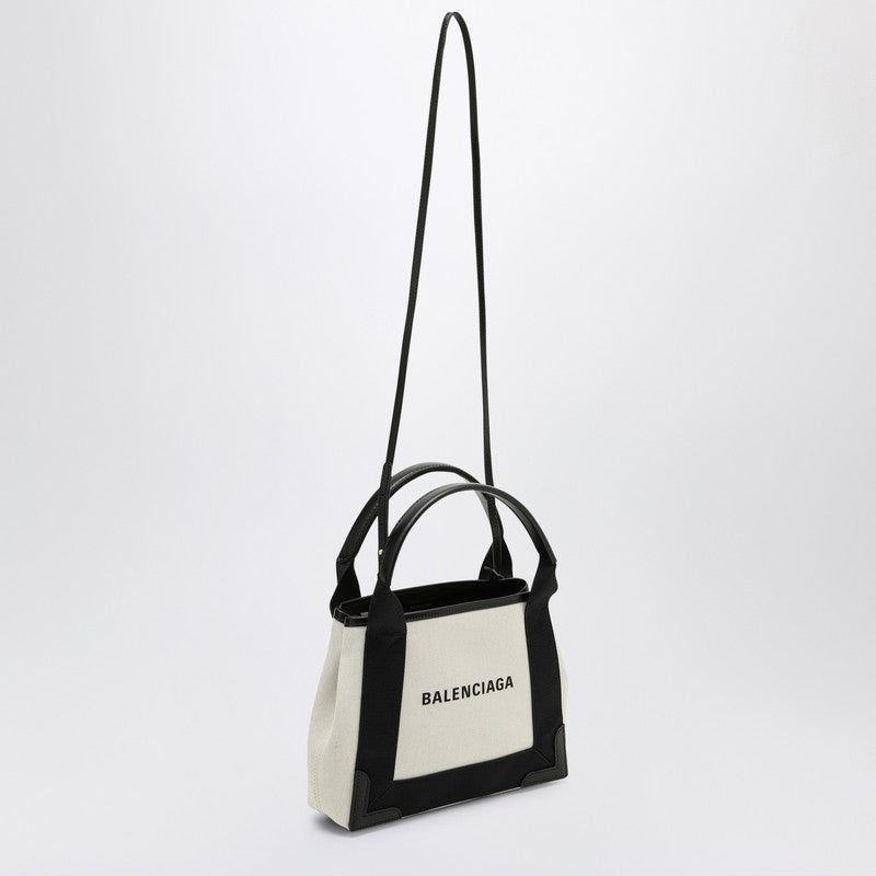 Balenciaga Navy Xs Beige/Black Canvas And Leather Cabas Bag Women