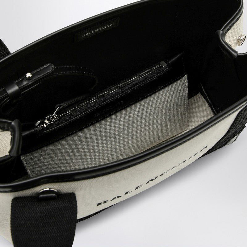 Balenciaga Navy Xs Beige/Black Canvas And Leather Cabas Bag Women