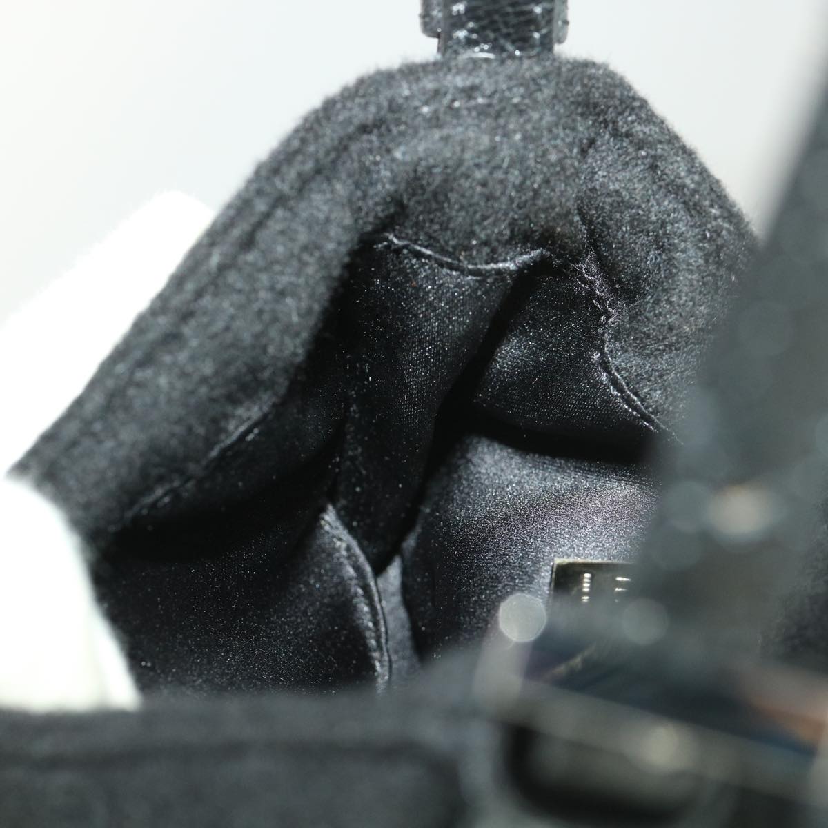 FENDI Mini Mamma Baguette Shoulder Bag Wool Black 39065