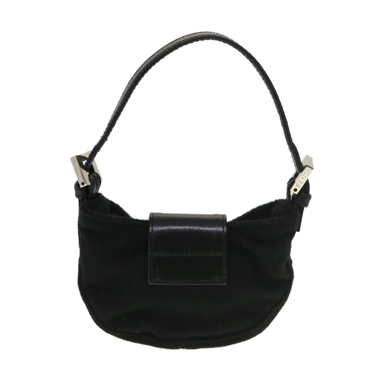FENDI Mini Mamma Baguette Shoulder Bag Wool Black 39065