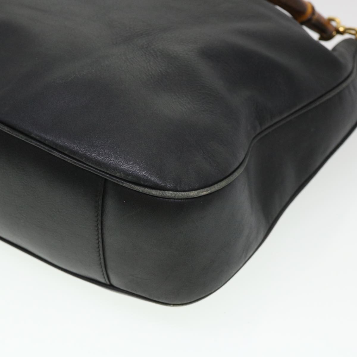 GUCCI Bamboo Shoulder Bag Leather 2way Black 001 1014 1577 39136