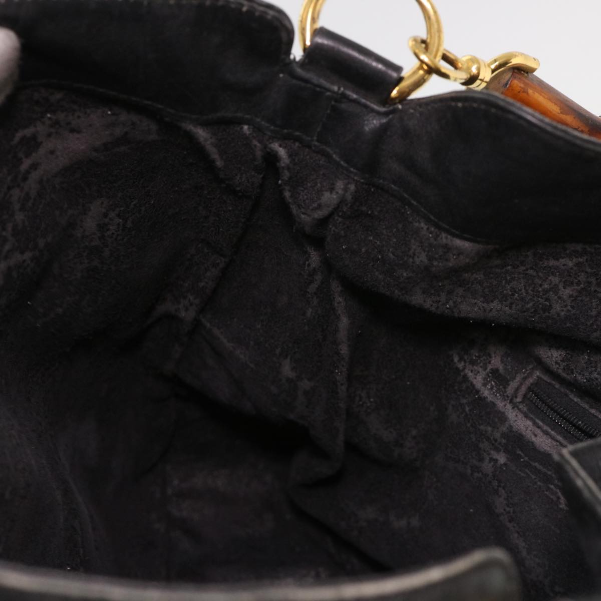 GUCCI Bamboo Shoulder Bag Leather 2way Black 001 1014 1577 39136