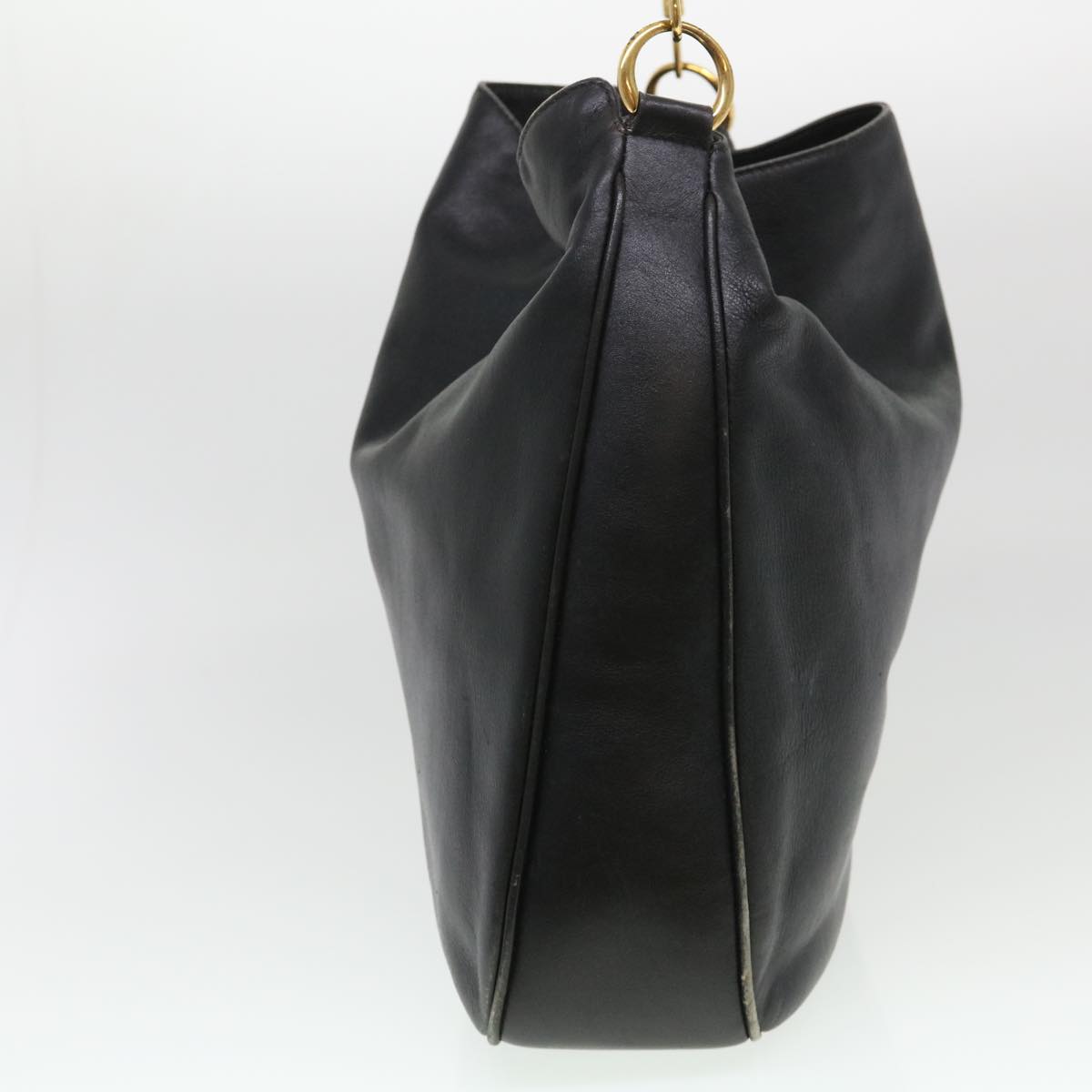 GUCCI Bamboo Shoulder Bag Leather 2way Black 001 1014 1577 39136