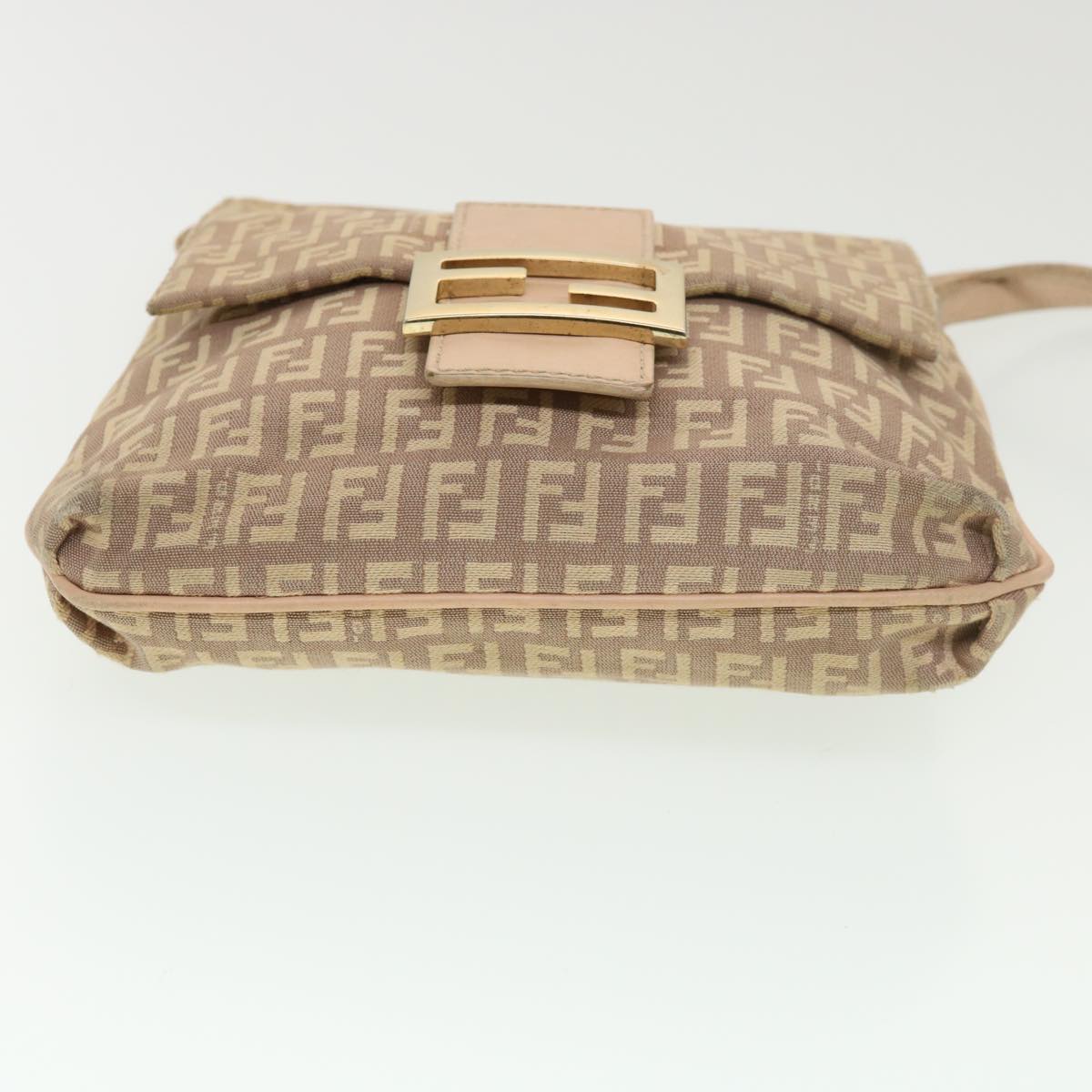 FENDI Zucchino Canvas Mamma Baguette Shoulder Bag Beige 39139