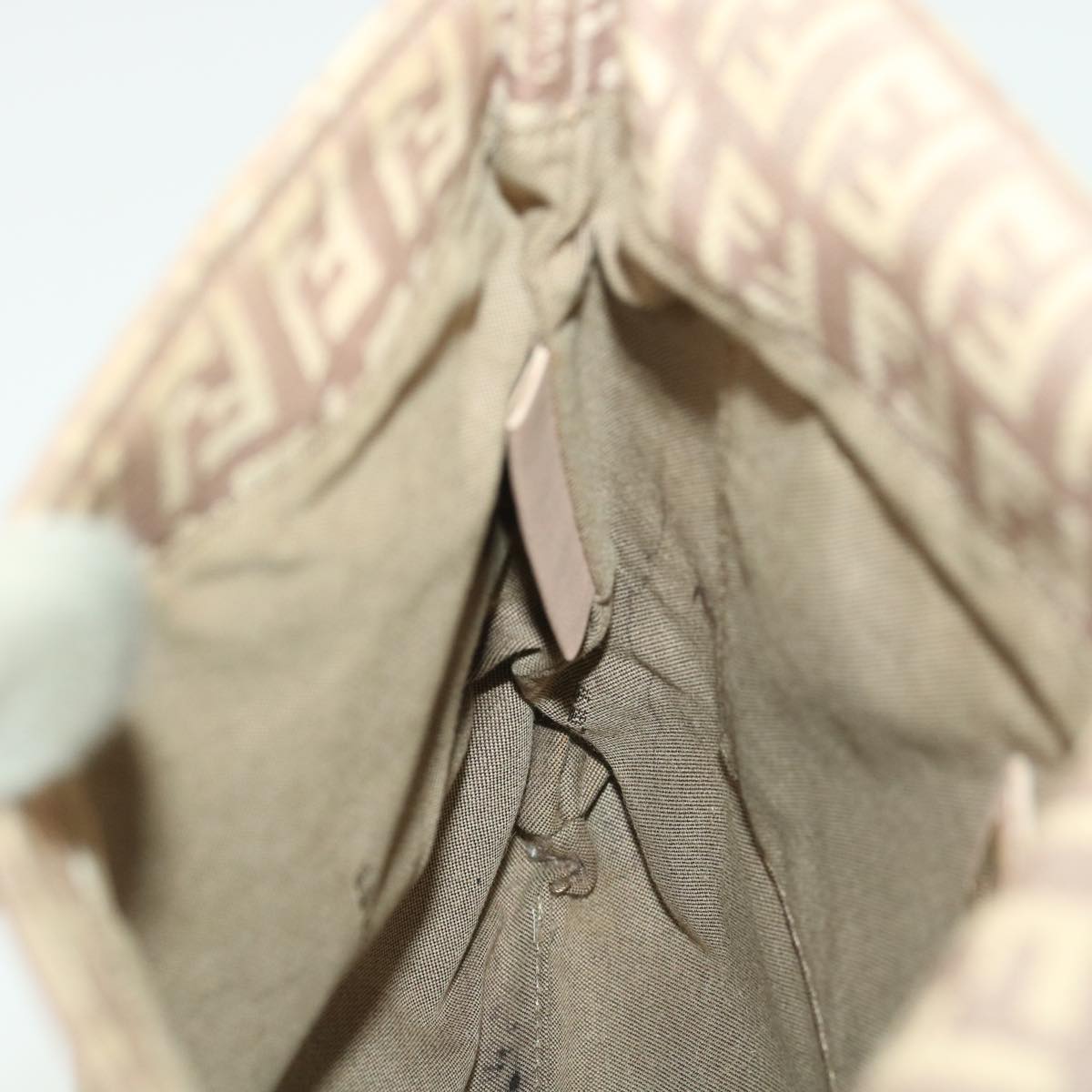 FENDI Zucchino Canvas Mamma Baguette Shoulder Bag Beige 39139
