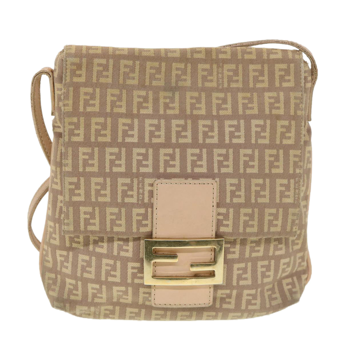 FENDI Zucchino Canvas Mamma Baguette Shoulder Bag Beige 39139