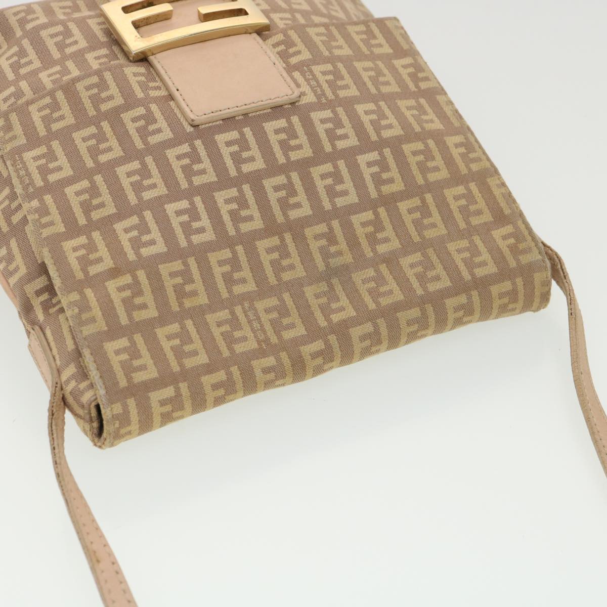 FENDI Zucchino Canvas Mamma Baguette Shoulder Bag Beige 39139