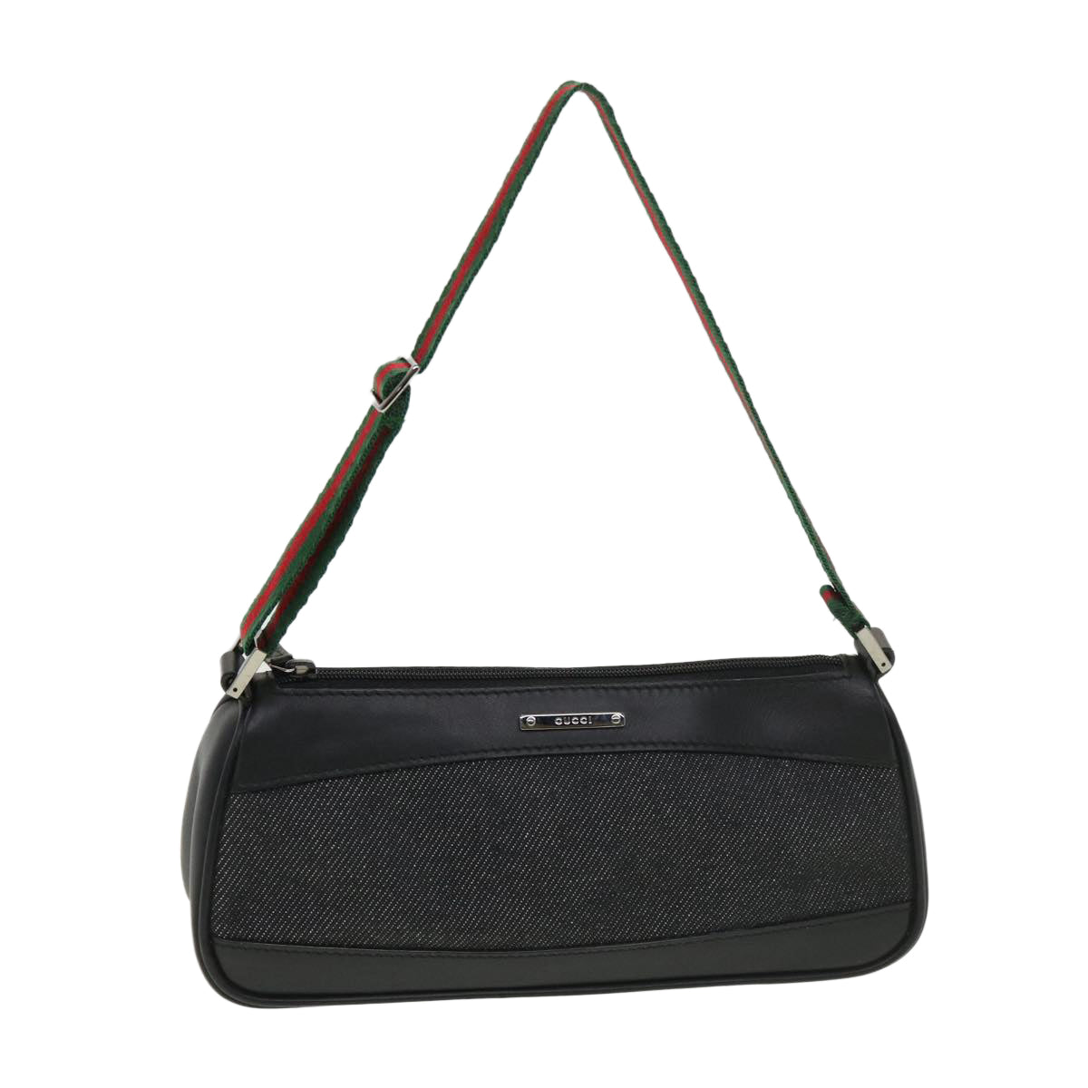 GUCCI Web Sherry Line Accessory Pouch Canvas Black Green Red 92820 39216