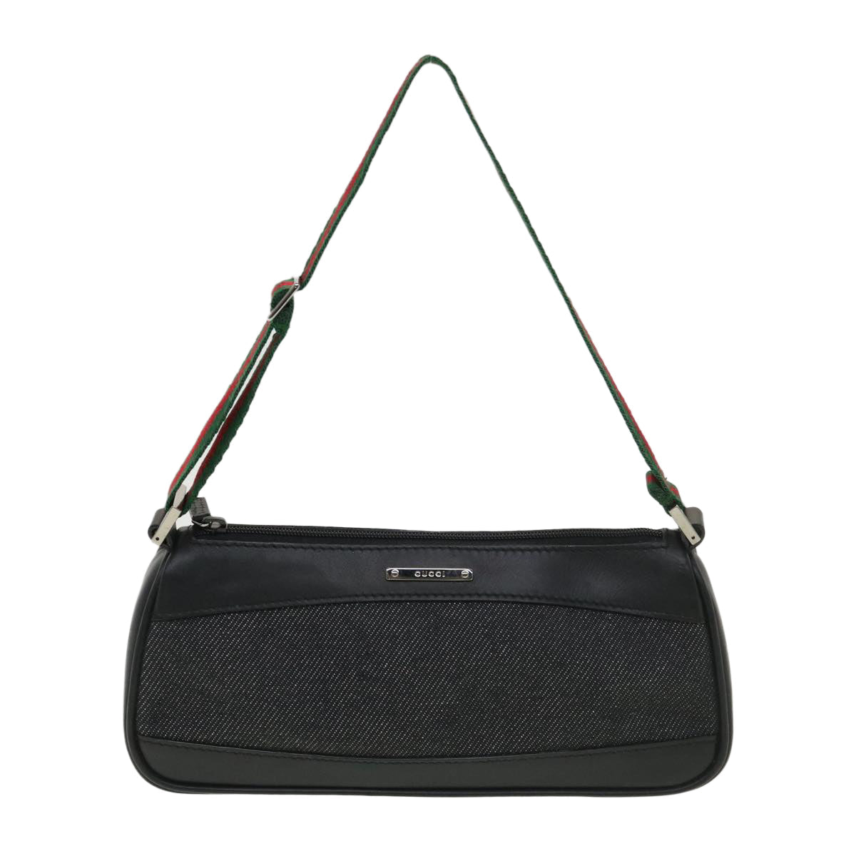 GUCCI Web Sherry Line Accessory Pouch Canvas Black Green Red 92820 39216