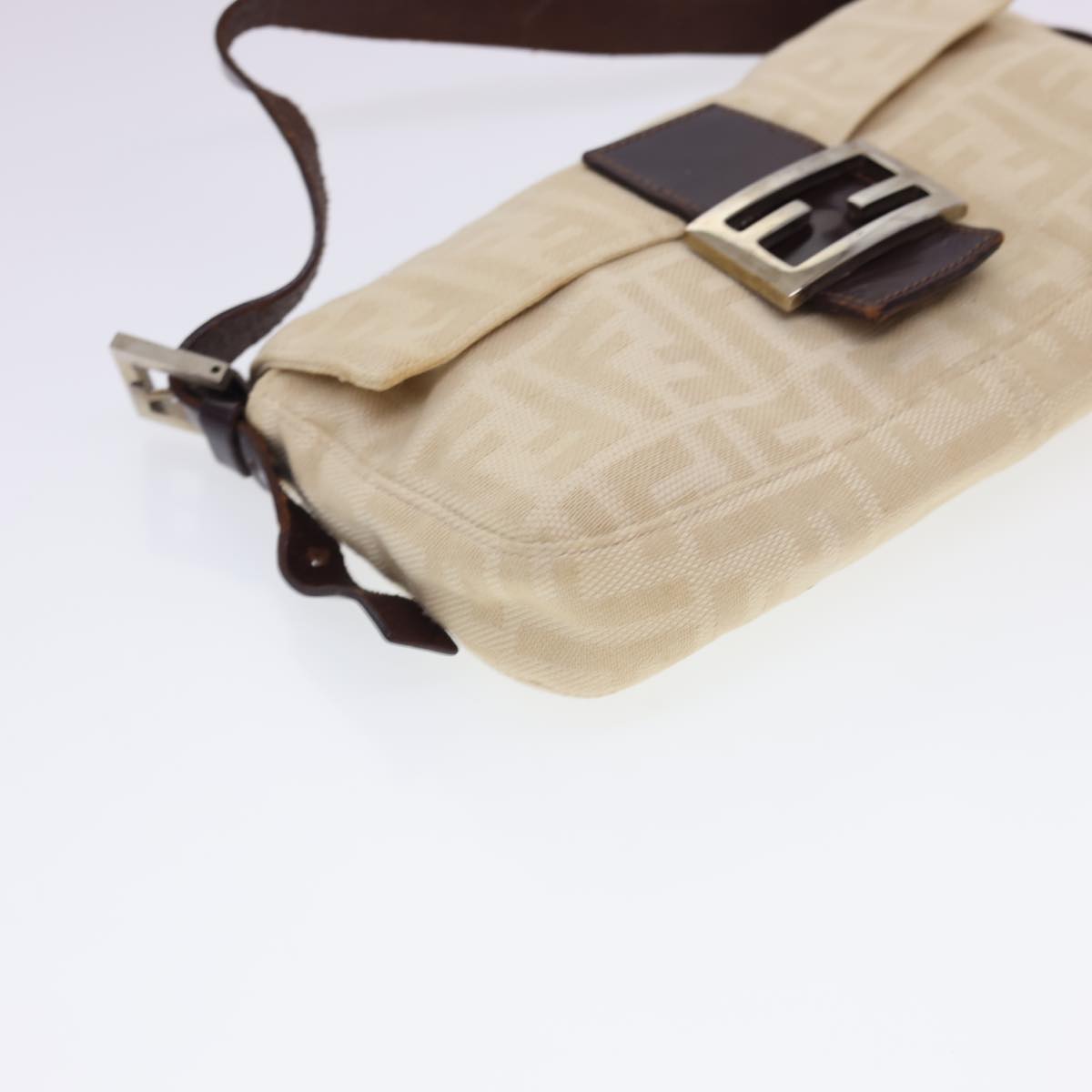 FENDI Zucca Canvas Mamma Baguette Shoulder Bag Beige 33492 26424 008 39285