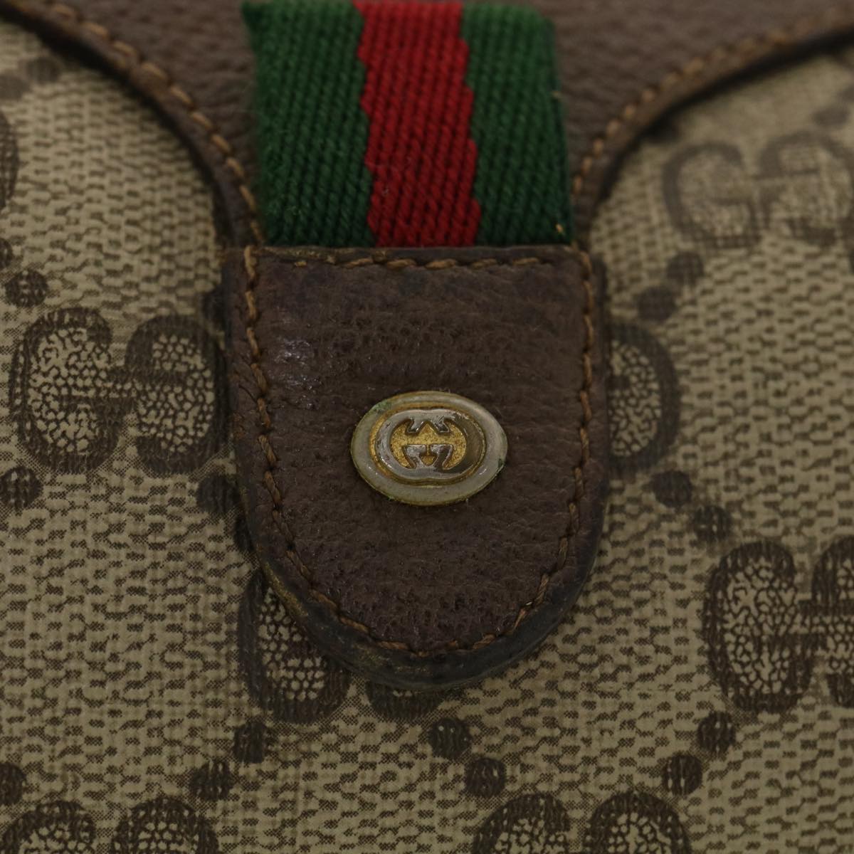 GUCCI GG Canvas Web Sherry Line Shoulder Bag Beige Red 39 02 018 39297