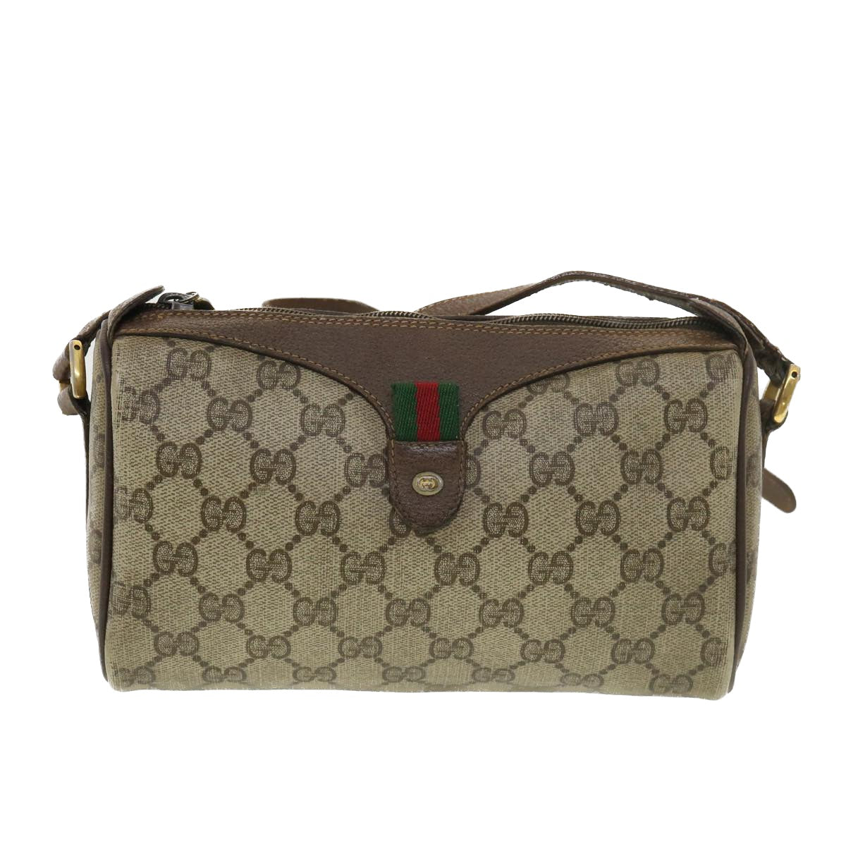 GUCCI GG Canvas Web Sherry Line Shoulder Bag Beige Red 39 02 018 39297